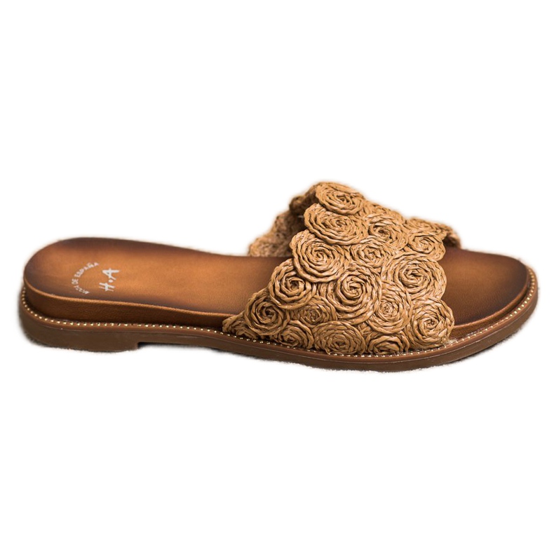 SHELOVET Hnědé pletené pantofle hnědý