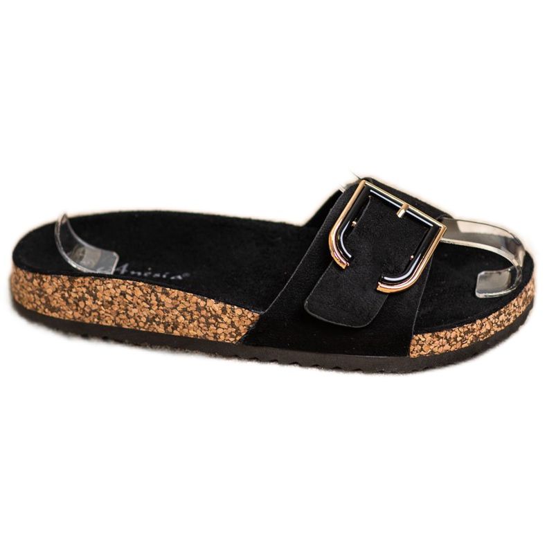 Anesia Paris Neformální semišové pantofle černá