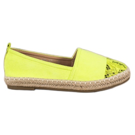 Bestelle Espadrilky s hadím potiskem zelená žlutá Bestelle Espadrilky s hadím potiskem zelená žlutá