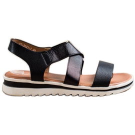 Best Shoes Nazouvací sandály s třpytkami černý