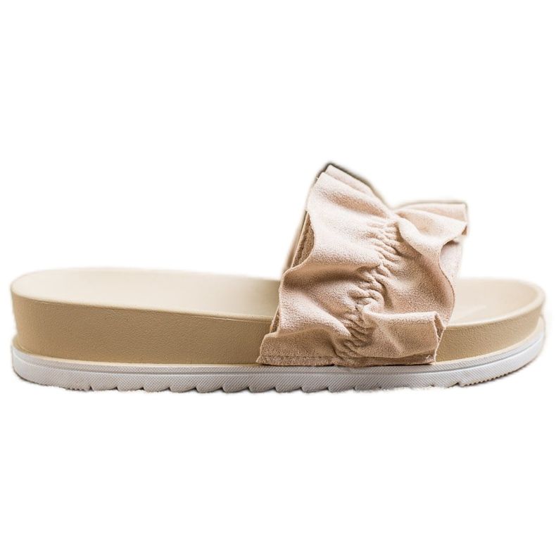 SHELOVET Béžové pantofle na platformě béžový