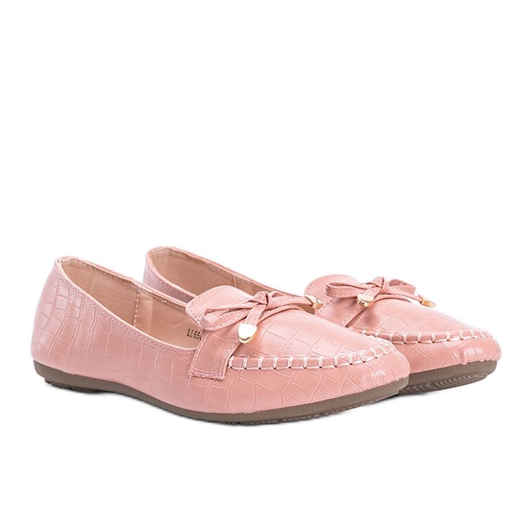 Růžové mokasíny ve vzoru krokodýlí kůže Miriam růžový Růžové mokasíny ve vzoru krokodýlí kůže Miriam růžový