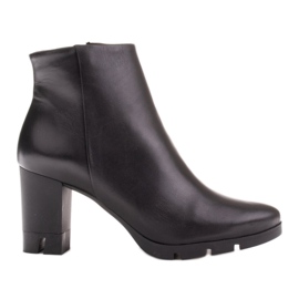 Marco Shoes Odvážné kozačky z přírodní lícové kůže na tlustém podpatku černý