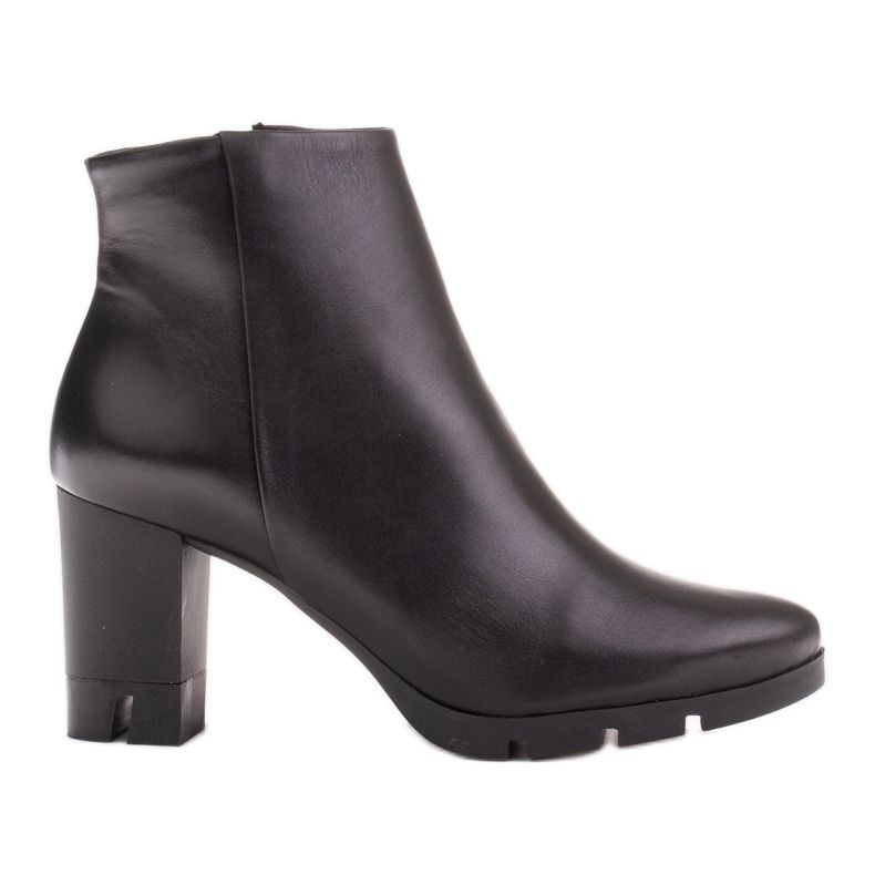 Marco Shoes Odvážné kozačky z přírodní lícové kůže na tlustém podpatku černá