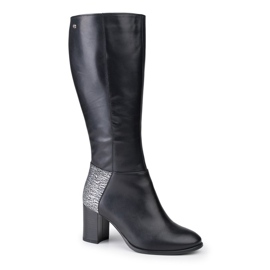 Marco Shoes Černé kozačky se stříbrnou vložkou černý