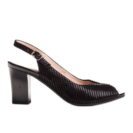 Marco Shoes Sandály bez špičky a podpatku v černé kůži s pruhy černý