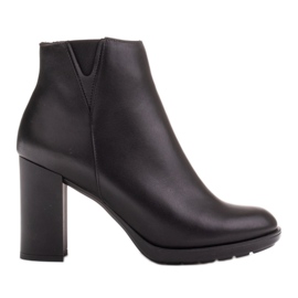 Marco Shoes černé kožené kotníkové boty černý