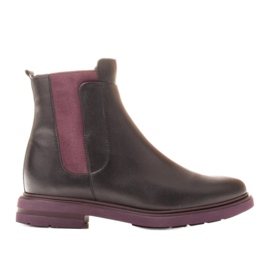 Marco Shoes Lehké kotníkové boty s plochým spodkem z černé kůže a purpurovou vsadkou černý