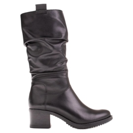 Marco Shoes Dámské kožené boty Marco černý