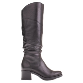 Marco Shoes Dámské kožené boty Marco černý