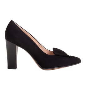 Černé velurové lodičky Marco Shoes 1008P s ozdobou černá