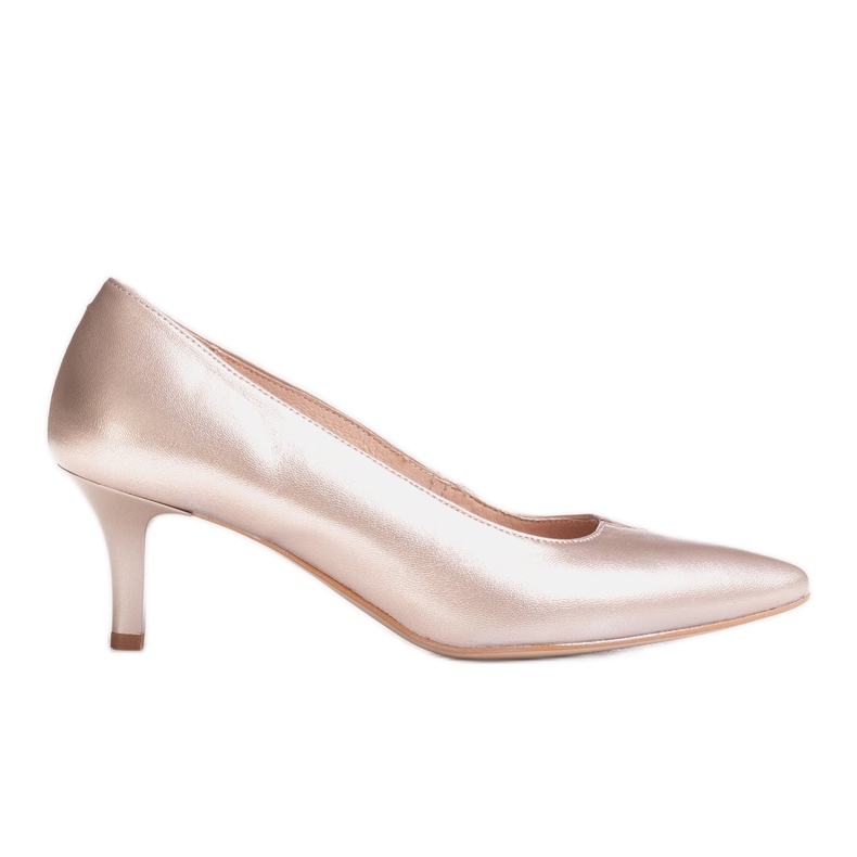 Marco Shoes Pohodlné a klasické 1039P platinové jehlové podpatky na nízkém podpatku zlatý