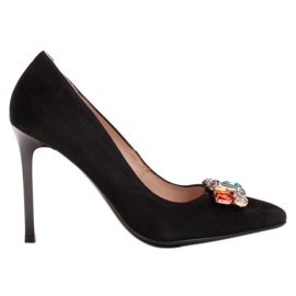 Marco Shoes Černé hřeby 1057P s velkými kameny černý