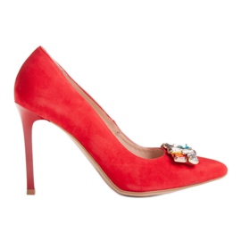 Marco Shoes Červené čepy 1057P s velkými kameny červený