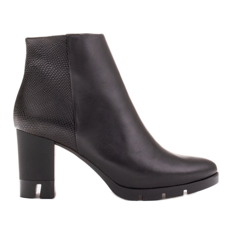 Marco Shoes Odvážné kozačky z přírodní lícové kůže na tlustém podpatku černá