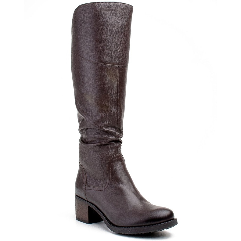 Marco Shoes Tmavě hnědý zvrásněný kozák