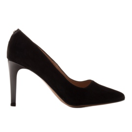 Marco Shoes Elegantní černé vysoké podpatky z přírodního semiše černý