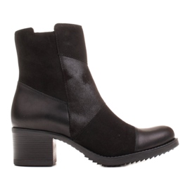 Marco Shoes Pohodlné dámské kozačky v kombinaci lícové kůže a nubuku černý