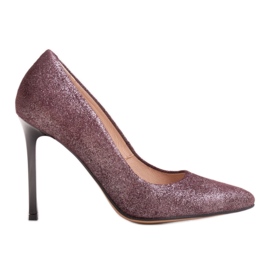 Marco Shoes Burgundské jehličí na vysokém podpatku z pravé kůže červený