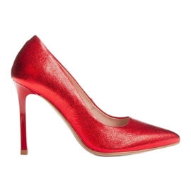 Marco Shoes Červené červené jehlové podpatky na vysokém podpatku z pravé kůže červený