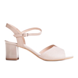 Marco Shoes Béžové sandály 0624P v zajímavé kůži béžový