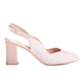 Marco Shoes Růžové sandály 1071P s třpytkami na kůži růžový