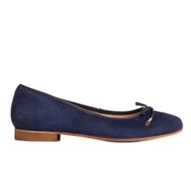Marco Shoes Semišové balerínky 1152P v tmavě modré barvě námořnická modř