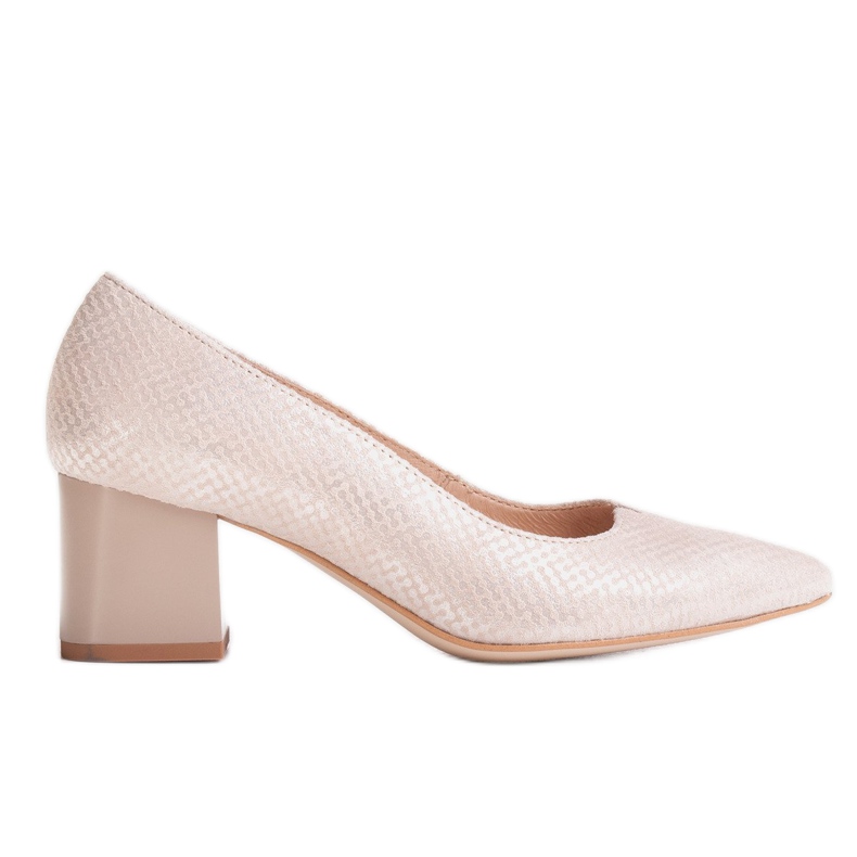 Marco Shoes Béžové boty 1038P se stabilní patou béžový