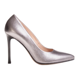 Marco Shoes Jehly Marco z přírodní kůže na podpatku stříbro šedá
