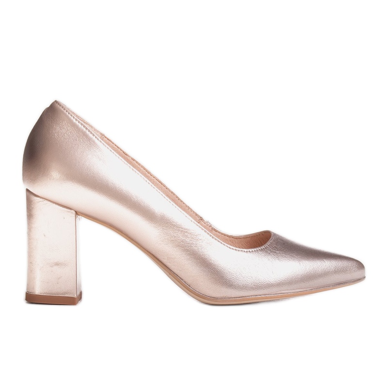 Marco Shoes Platinové lodičky 1066P se zajímavým podpatkem zlatý