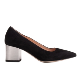 Marco Shoes Černé semišové boty 1038P, ocelová pata černý