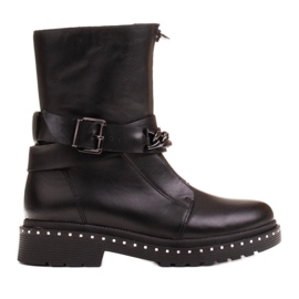 Marco Shoes Dámské turistické boty Marco 1262B s řetízkem, Glany černý
