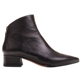 Marco Shoes Boty Marco 1288B na nízkých podpatcích v kůži černý