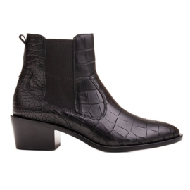 Marco Shoes Dámské kotníkové boty v kovbojském stylu s motivem hadí kůže černý