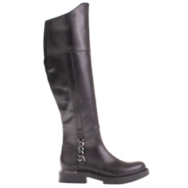 Marco Shoes Vysoké boty s gumou a řetízkem černý