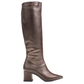 Marco Shoes Elegantní dámské kozačky 1376K v barvě metalické hnědé hnědý Marco Shoes Elegantní dámské kozačky 1376K v barvě metalické hnědé hnědý