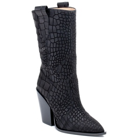 Marco Shoes Kovbojské boty Marco 1408K se zvířecím motivem černá Marco Shoes Kovbojské boty Marco 1408K se zvířecím motivem černá