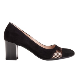 Marco Shoes Semišové lodičky s kovovým houndstoothem černý