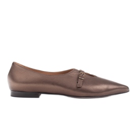 Marco Shoes Tenké kovové balerínky 1332P s popruhem hnědý Marco Shoes Tenké kovové balerínky 1332P s popruhem hnědý