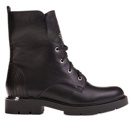 Marco Shoes Marco 1342B svázané dámské boty s tryskami a zipem černá Marco Shoes Marco 1342B svázané dámské boty s tryskami a zipem černá