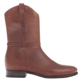 Marco Shoes Boty Marco na nízkém podpatku z jemné přírodní kůže hnědý