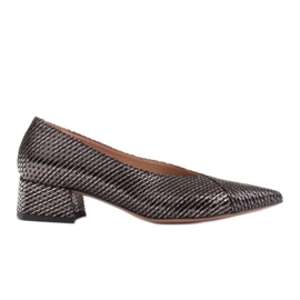 Marco Shoes Černé lodičky z neobvyklé pruhované kůže černý