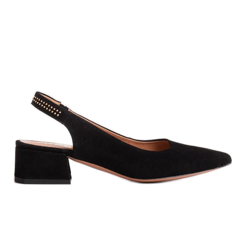 Marco Shoes Černé semišové sandály s ozdobnými proužky černá