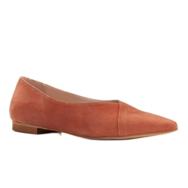 Marco Shoes Přírodní semišové meruňkové balerínky pomerančový