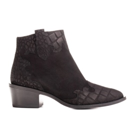 Marco Shoes Černé kozačky z přírodního semiše bez izolace černý