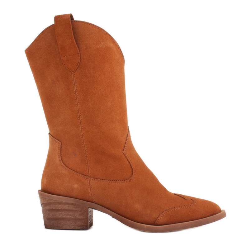 Marco Shoes Měděné kozačky z přírodního semiše hnědý