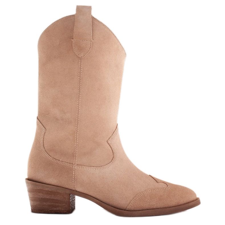 Marco Shoes Béžové kozačky z přírodního semiše béžový