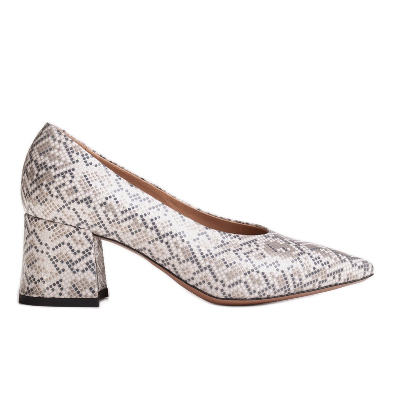Marco Shoes Elegantní dámské lodičky s hadím motivem šedá