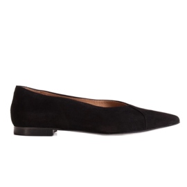 Marco Shoes Přírodní semišové černé balerínky černý