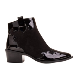 Marco Shoes Černé kozačky z přírodního semiše s přídavkem laku černý